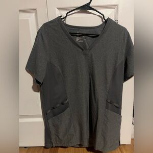 Hanes Women Charcoal V-Neck Scrub Top with Side Pockets